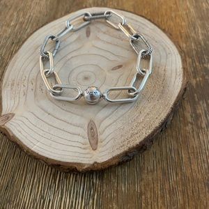 Pandora Link Bracelet. Sterling silver. 6.9 inches long.